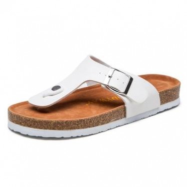 夏季休闲沙滩一字型凉拖女鞋居家胶粘鞋平跟情侣软木人字拖C**3