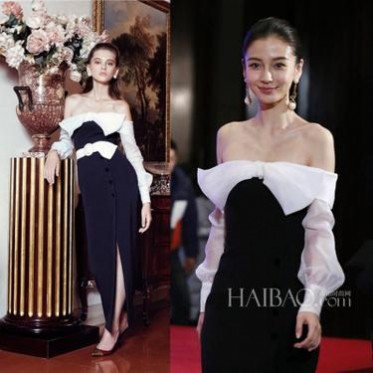 2018秋季新款泰国潮牌baby同款一字领衬衫宴会晚礼服连衣裙6980