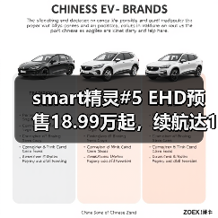smart精灵#5 EHD预售18.99万起,续航达1600km性能如何?(图2) smart精灵#5 EHD预售18.99万起,续航达1600km性能如何?(图2)