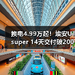 换电4.99万起!埃安UT super 14天交付破2000台 换电4.99万起!埃安UT super 14天交付破2000台